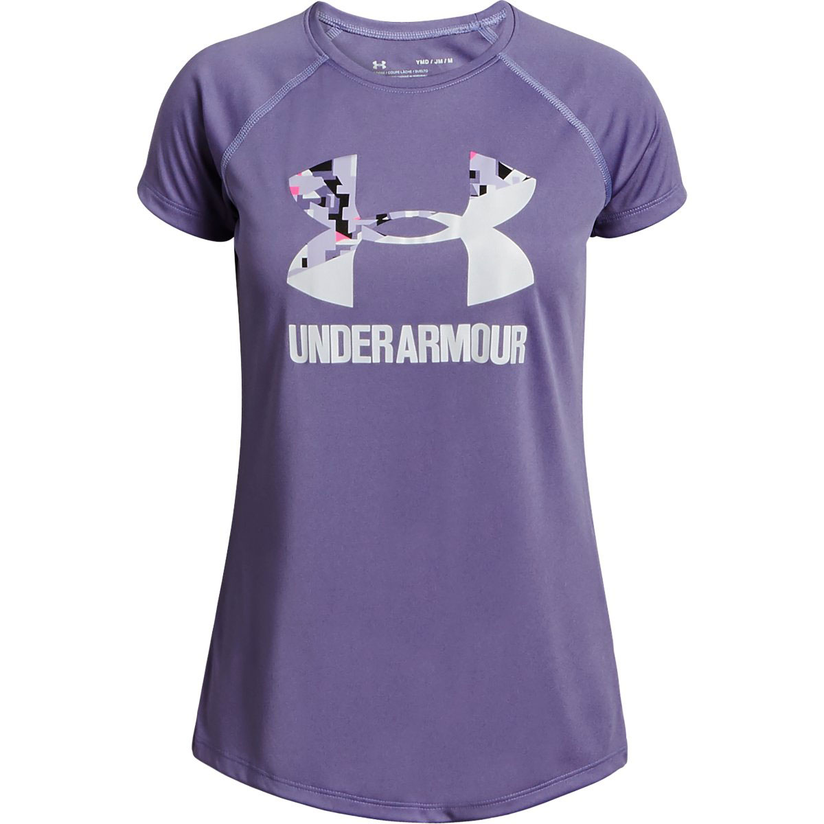 Under Armour Girls' Short-Sleeve Big Logo Tee - Purple, S