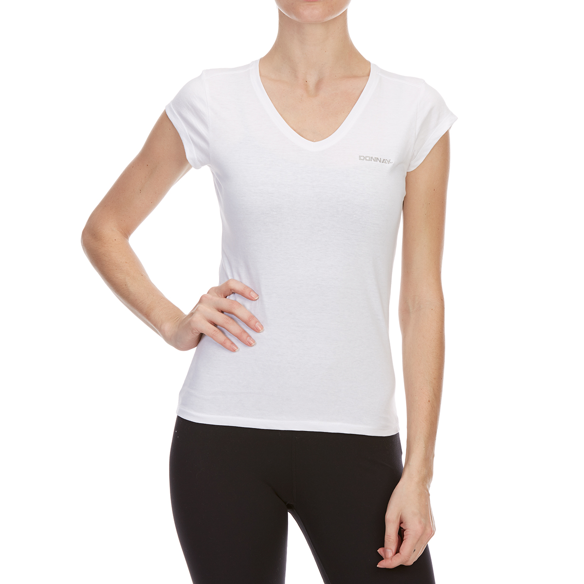 Donnay Women's V-Neck Short-Sleeve Tee - White, 18