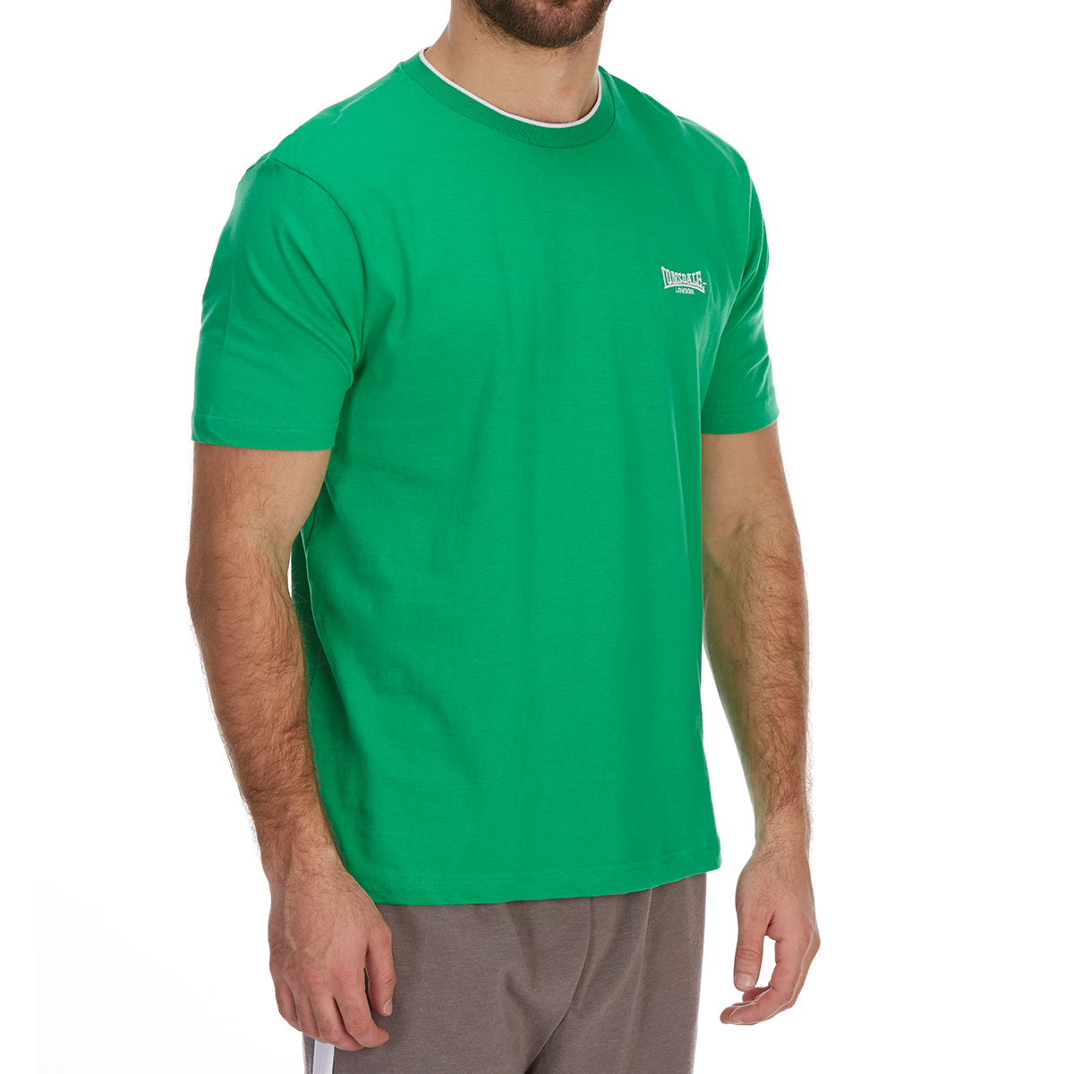 Lonsdale Men's Tipped Tee - Green, 4XL