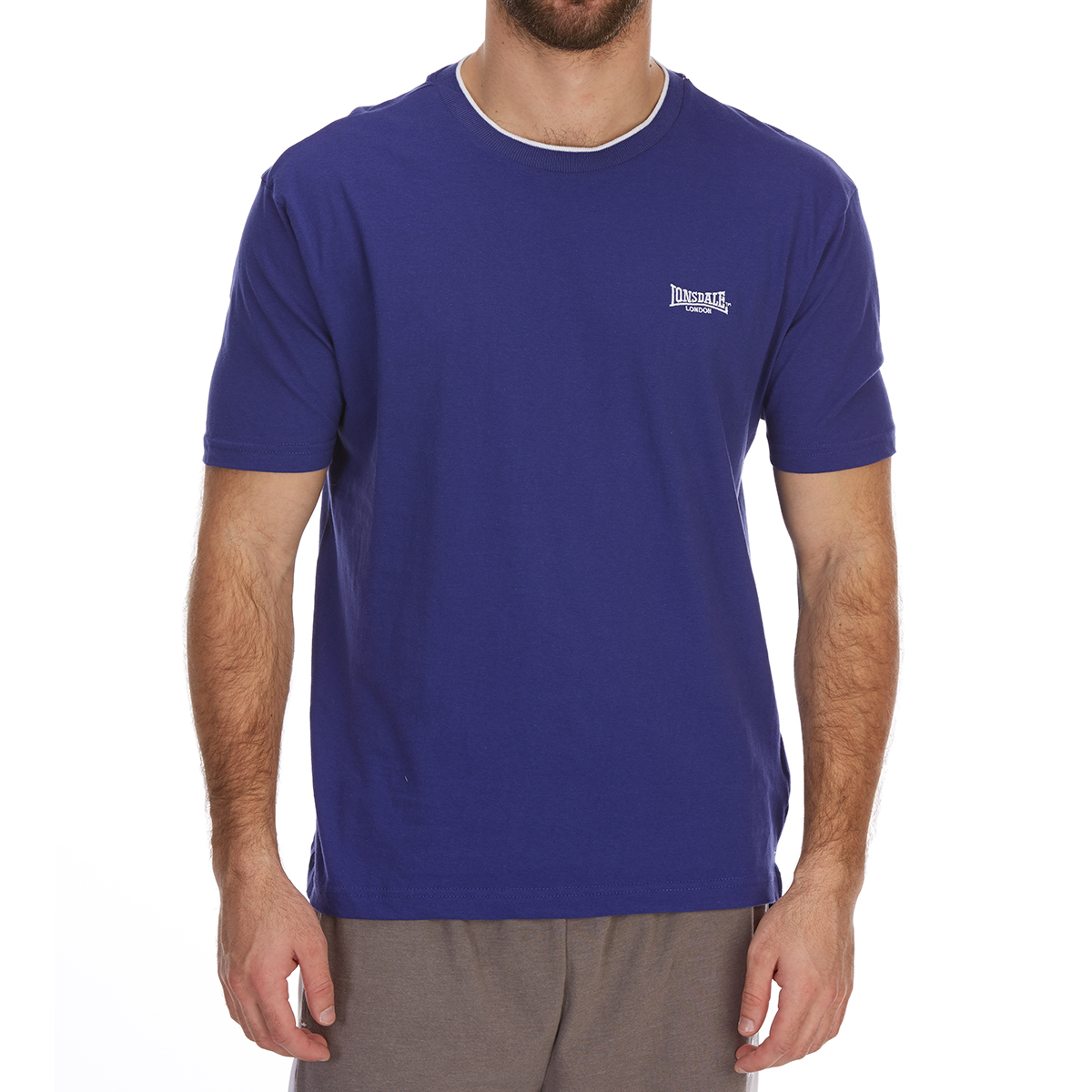 Lonsdale Men's Tipped Tee - Blue, L