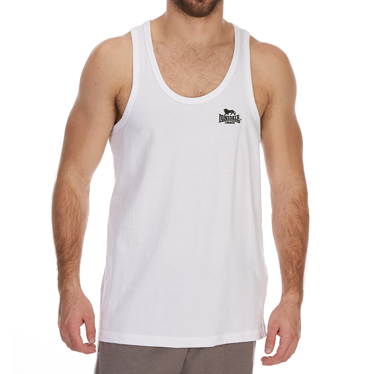 Lonsdale Men's Muscle Vest - White, XL