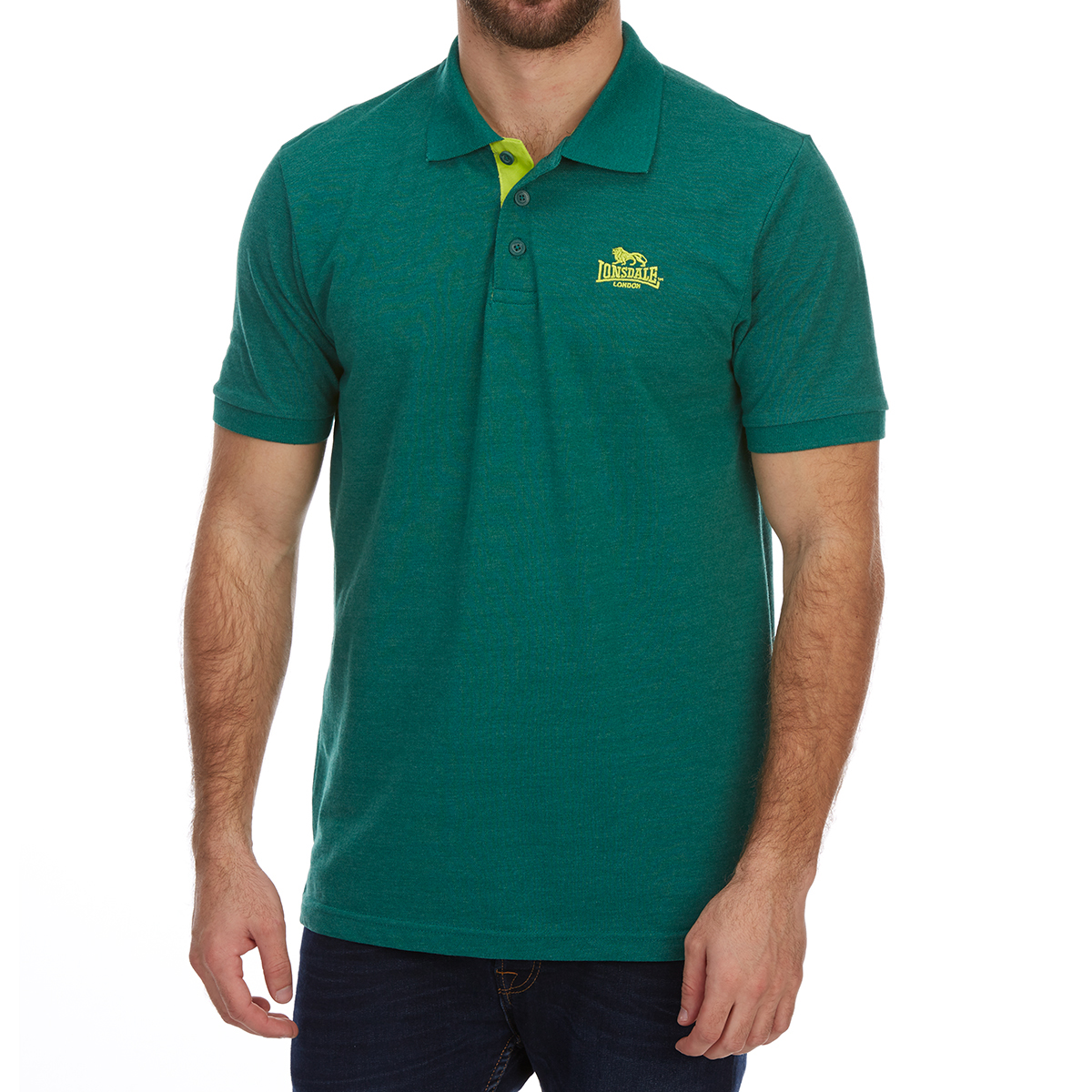 Lonsdale Men's Short-Sleeve Plain Polo Shirt - Green, S