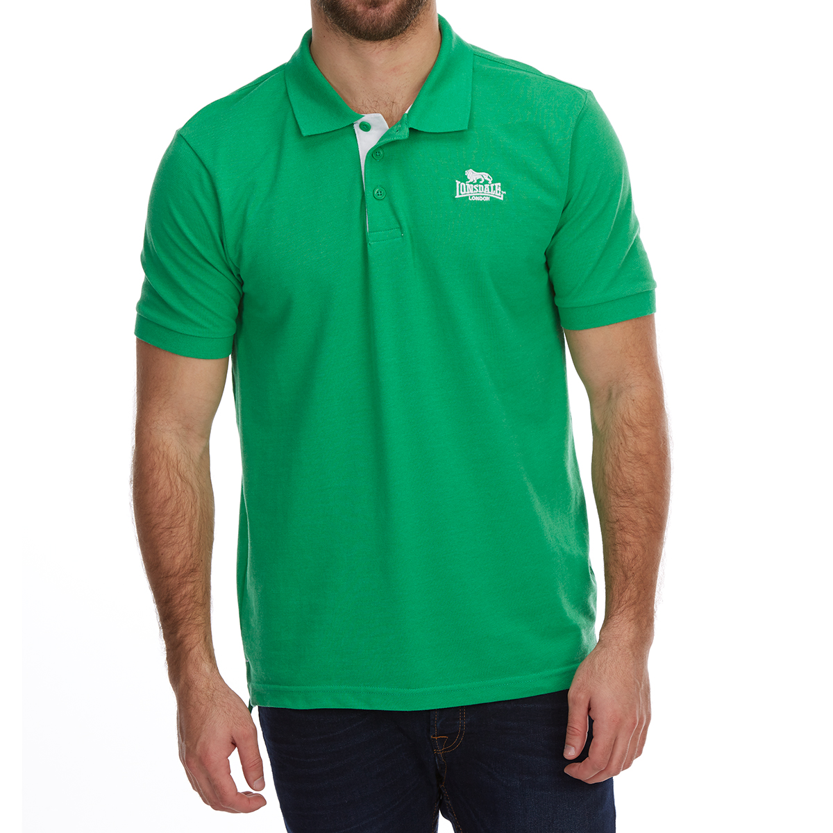 Lonsdale Men's Short-Sleeve Plain Polo Shirt - Green, 4XL