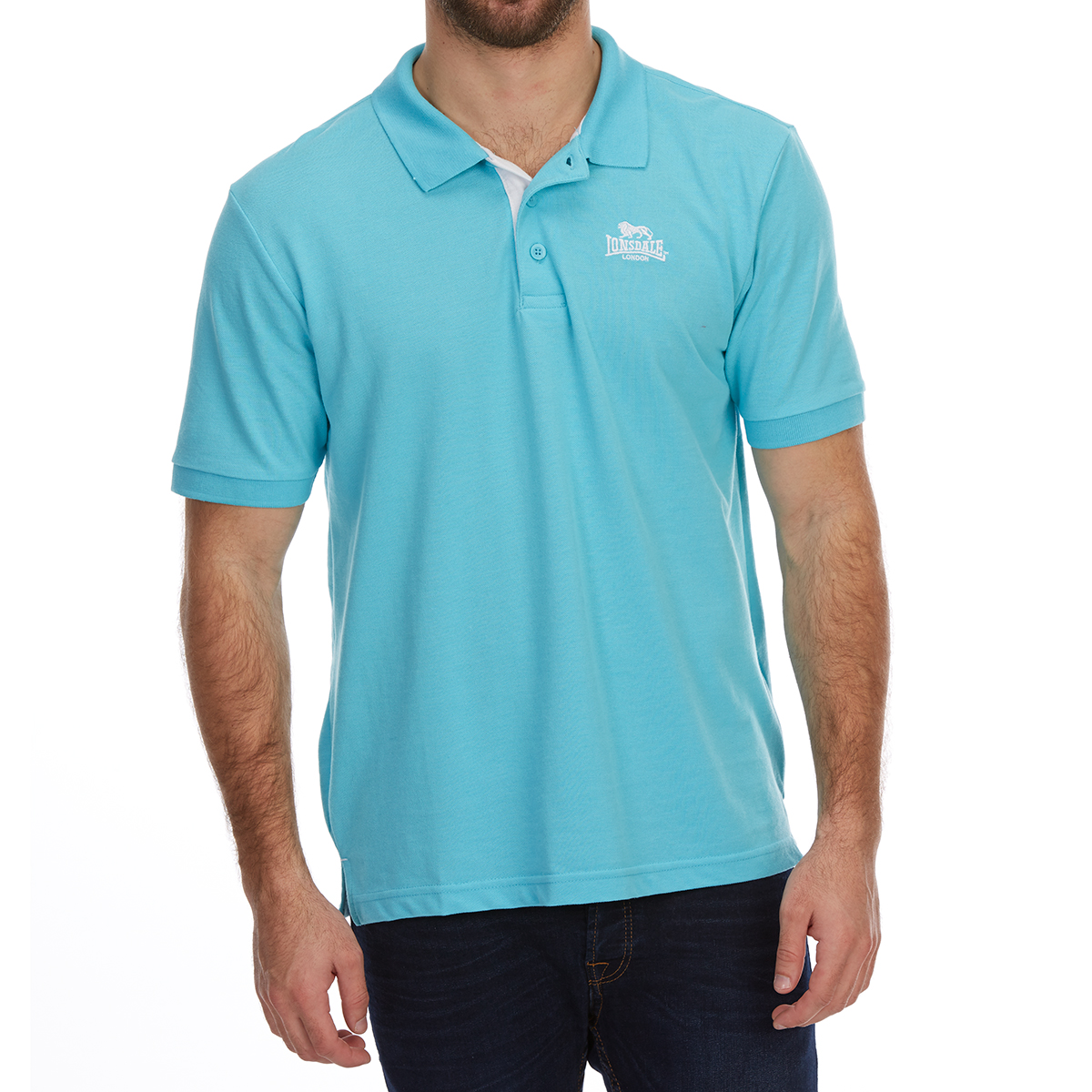 Lonsdale Men's Short-Sleeve Plain Polo Shirt - Blue, L