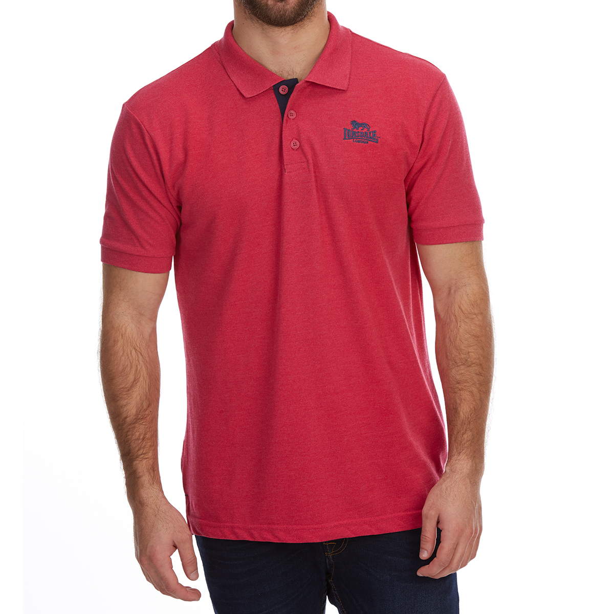 Lonsdale Men's Short-Sleeve Plain Polo Shirt - Red, L