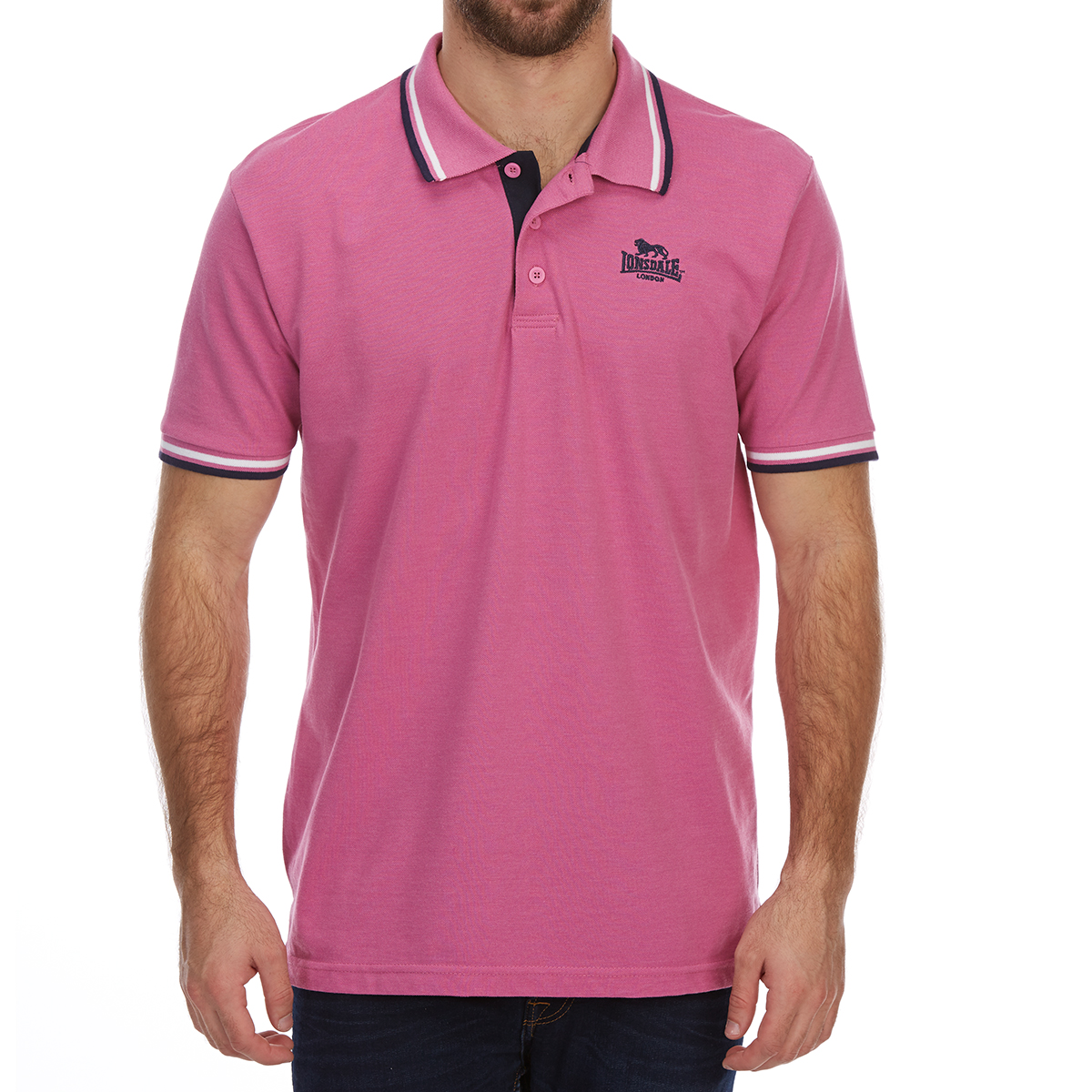 Lonsdale Men's Short-Sleeve Tipped Polo Shirt