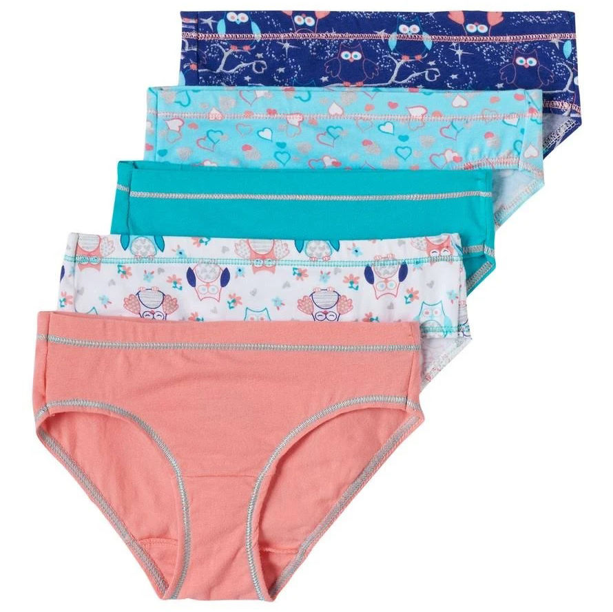 Hanes Girls' Cotton Stretch Hipster Briefs, 5-Pack - Various Patterns, 12