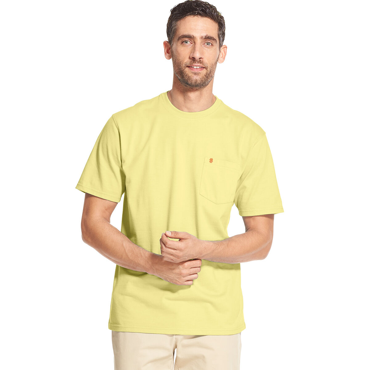 Izod Men's Saltwater Short-Sleeve Pocket Tee - Yellow, XL