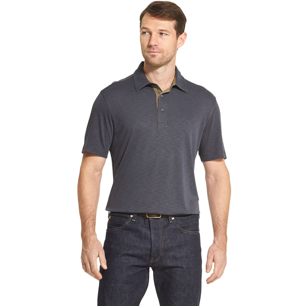 Van Heusen Men's 2 Tone Short-Sleeve Polo - Black, XXL