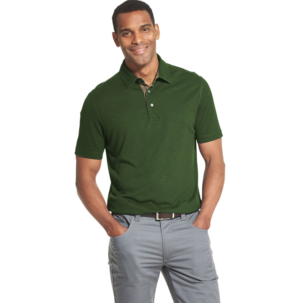 Van Heusen Men's 2 Tone Short-Sleeve Polo - Green, XXL