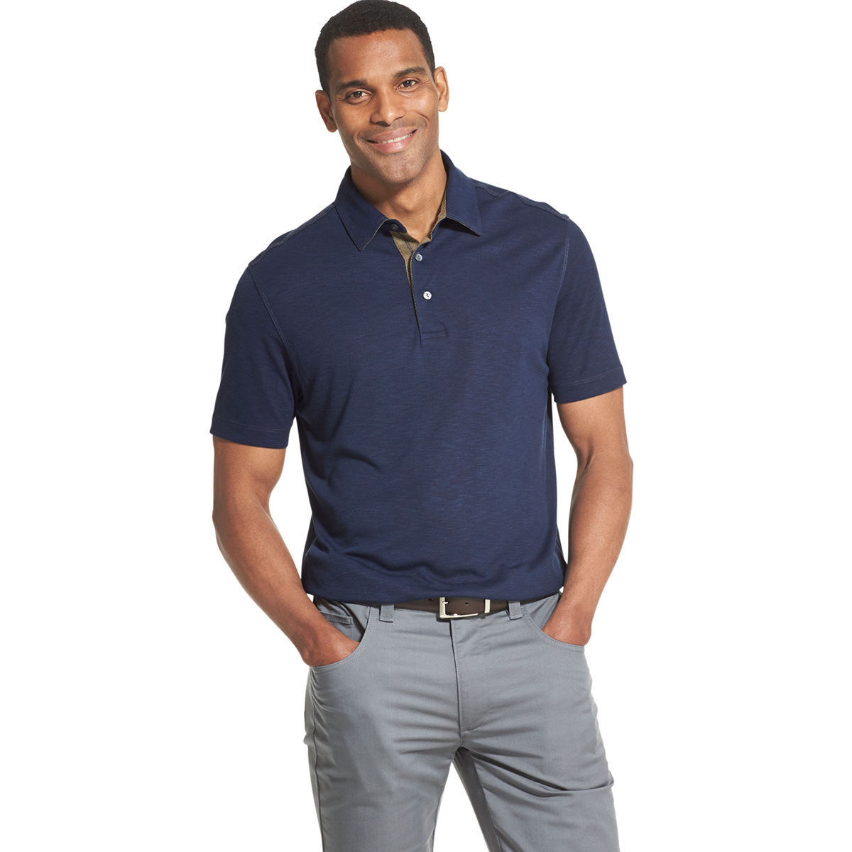 Van Heusen Men's 2 Tone Short-Sleeve Polo - Blue, XL