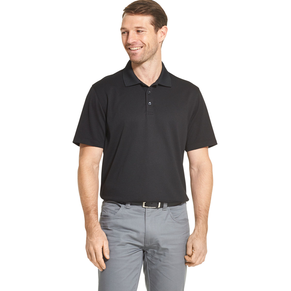 Van Heusen Men's Air Short-Sleeve Polo - Black, XL