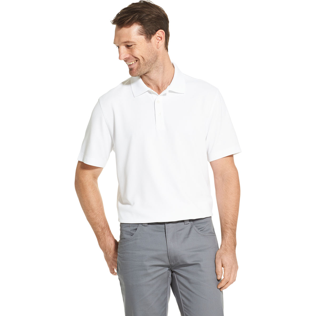 Van Heusen Men's Air Short-Sleeve Polo - White, L