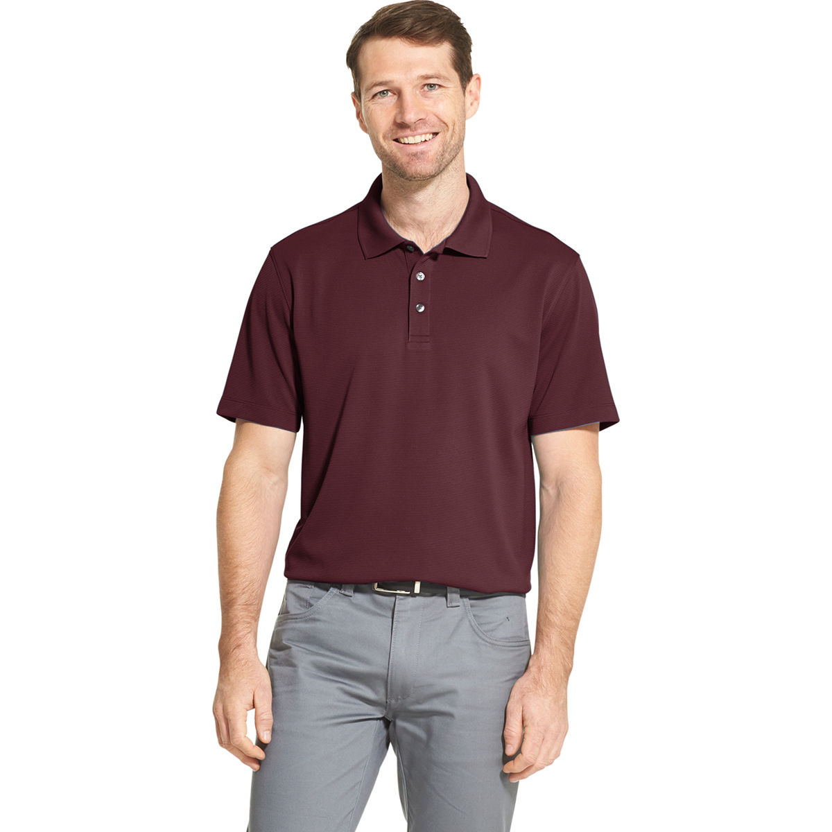 Van Heusen Men's Air Short-Sleeve Polo - Purple, M