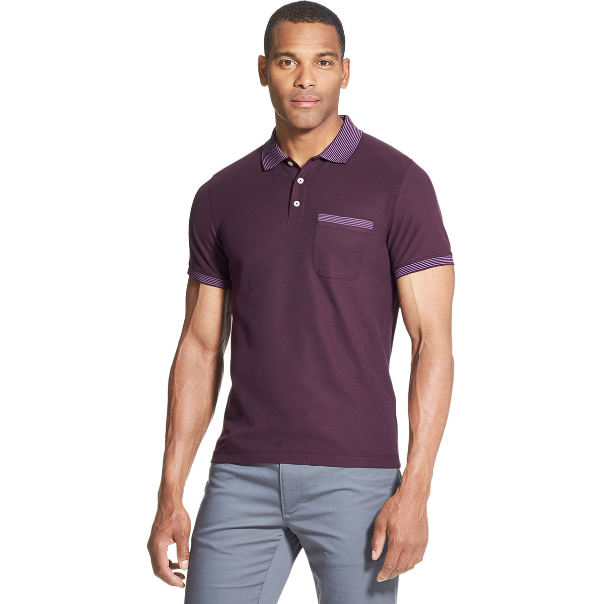 Van Heusen Men's Never Tuck Polo Shirt - Purple, XL