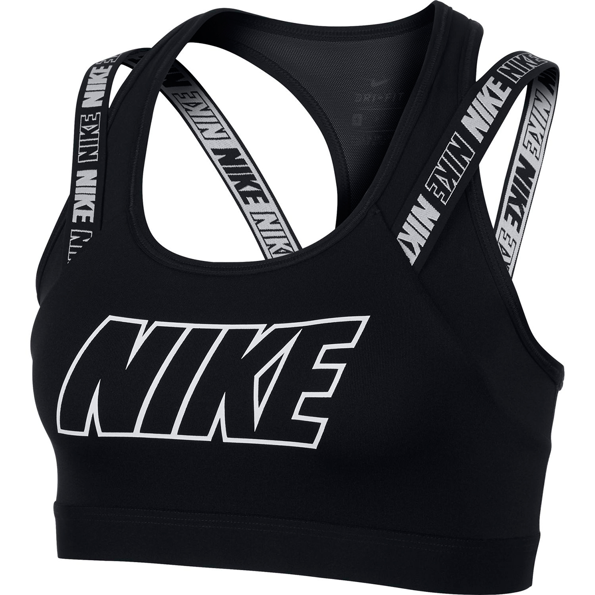 Nike Training Victory Compression HBR sports bra with large logo in grey