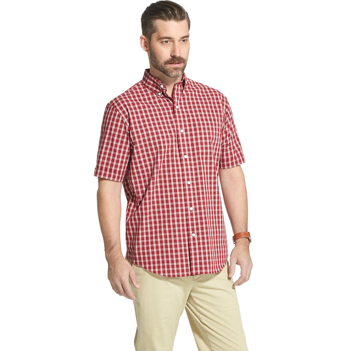 Arrow Men's Hamilton Short-Sleeve Shirt - Red, L