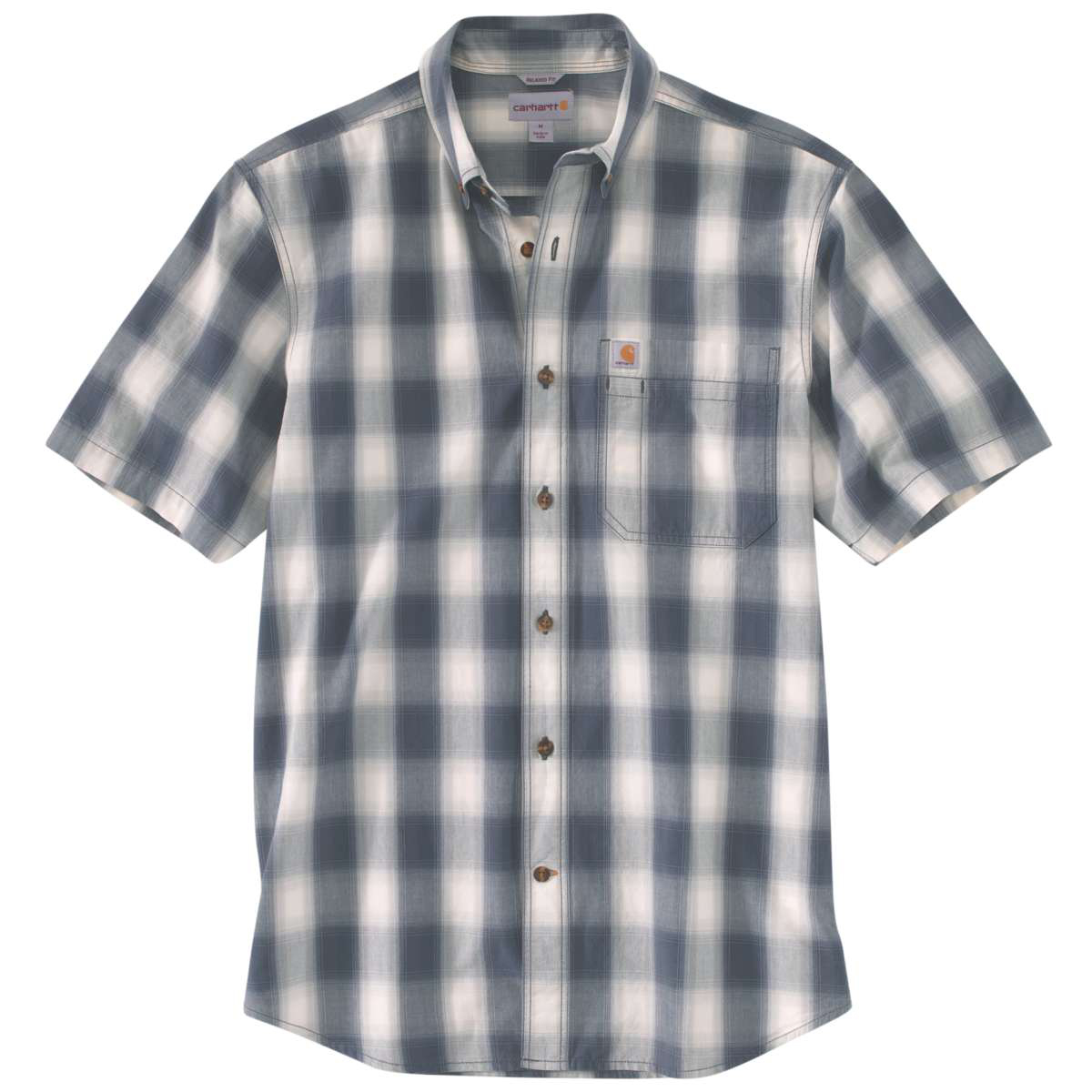 Carhartt Men's Essential Plaid Button Down Short-Sleeve Shirt - Blue, XL