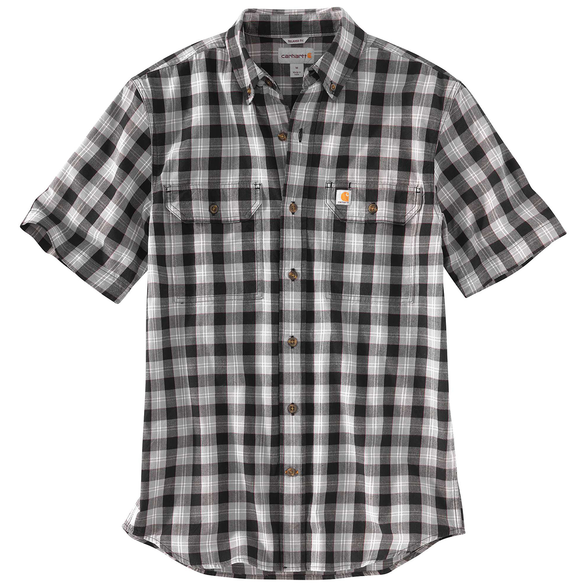 Carhartt Men's 103553 Fort Plaid Short-Sleeve Shirt - Black, L