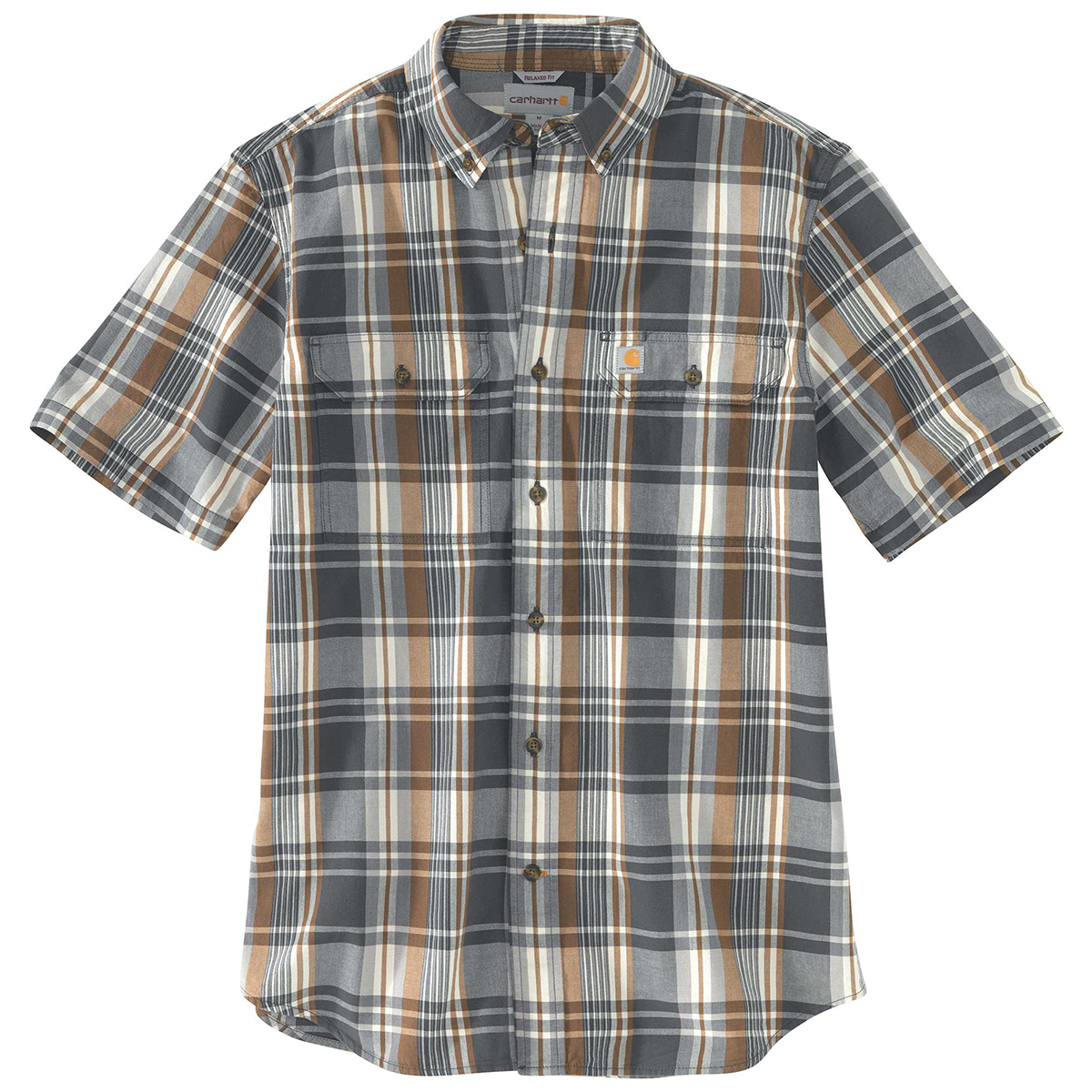 Carhartt Men's 103553 Fort Plaid Short-Sleeve Shirt - Black, M