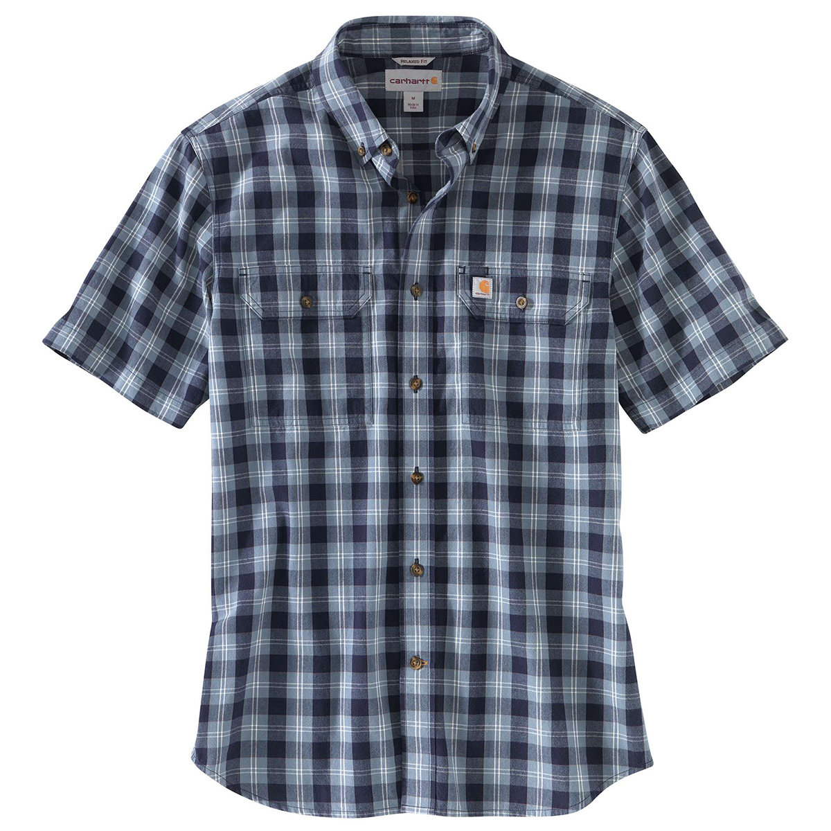 Carhartt Men's 103553 Fort Plaid Short-Sleeve Shirt - Blue, XL