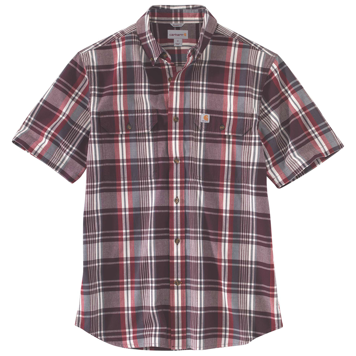 Carhartt Men's 103553 Fort Plaid Short-Sleeve Shirt - Red, M