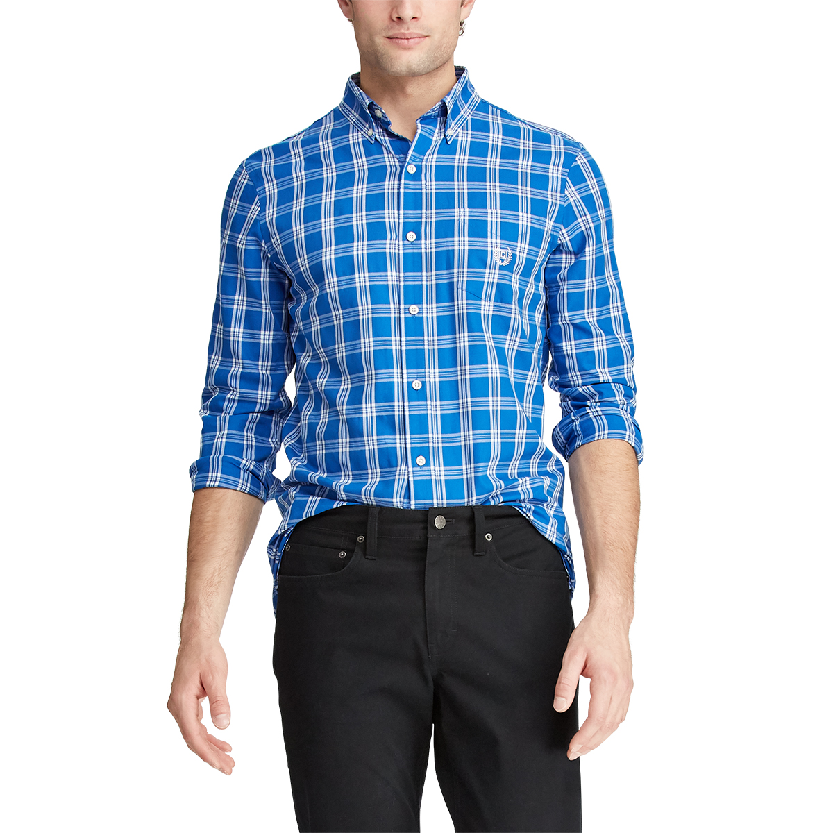 Chaps Men's Long-Sleeve Button Down Shirt - Blue, XL