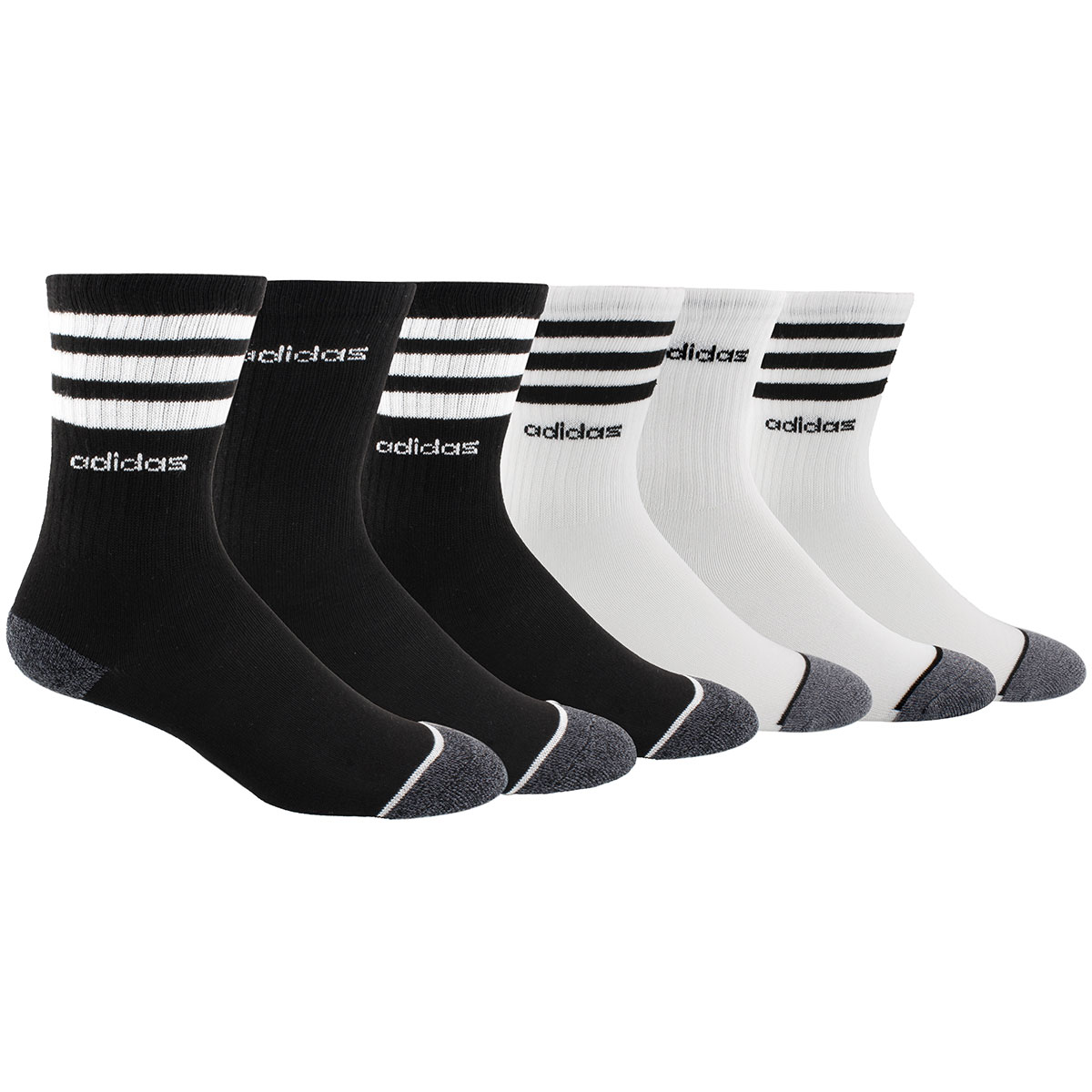 Adidas Boys' 3 Stripe Crew Socks, 6-Pack