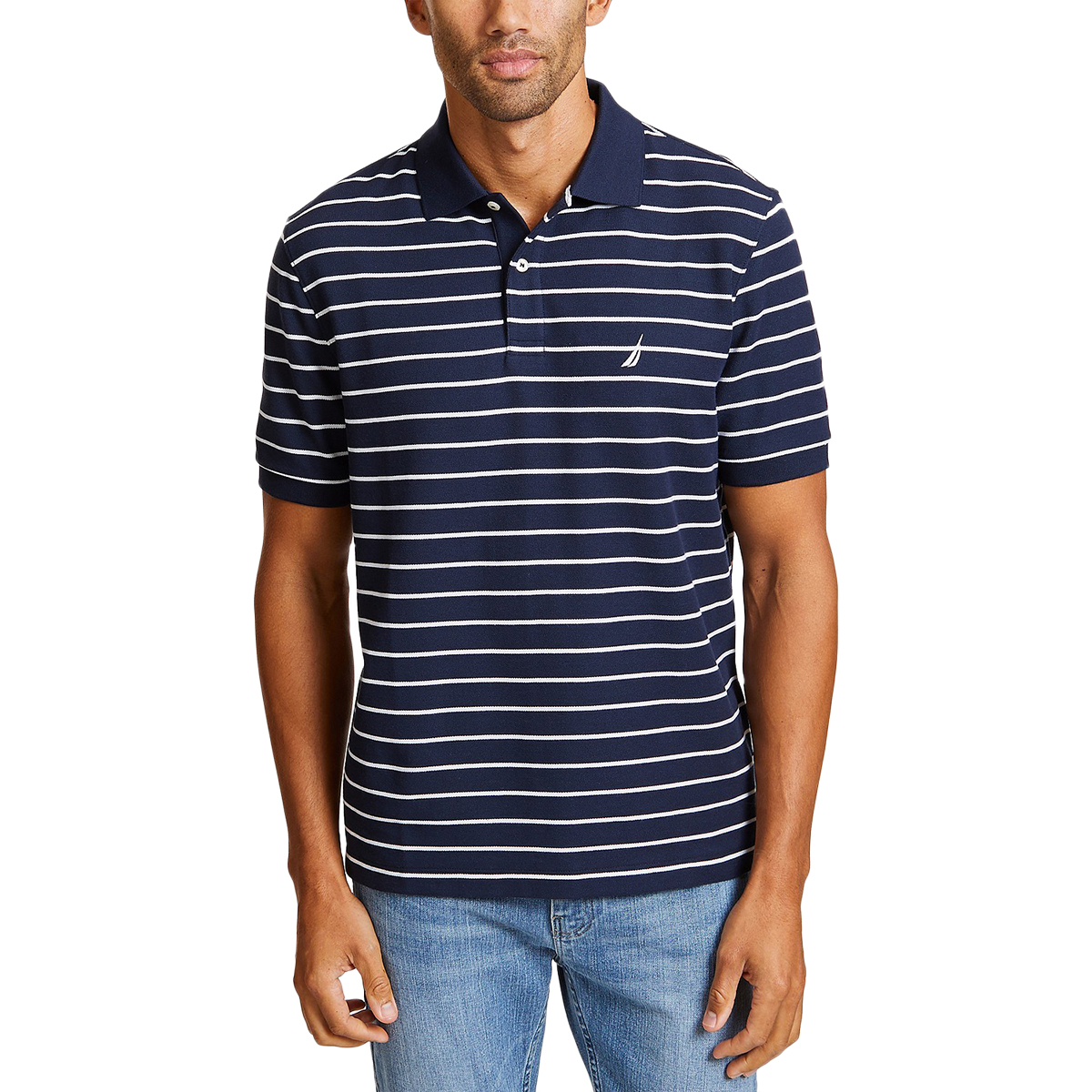 Nautica Men's Short-Sleeve Stripe Deck Tee - Blue, L