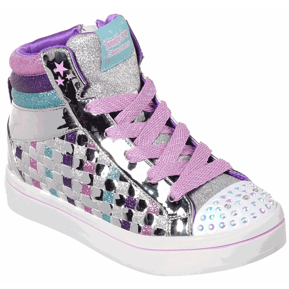 Skechers Little Girls' Twinkle Toes Twi-Lites Sparkle Status Hi Top Sneakers - Black, 11