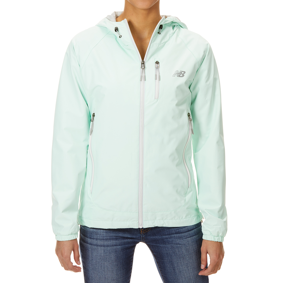 New Balance Women's Solid Id Dobby Hooded Jacket With Chest Pocket - Green, XL