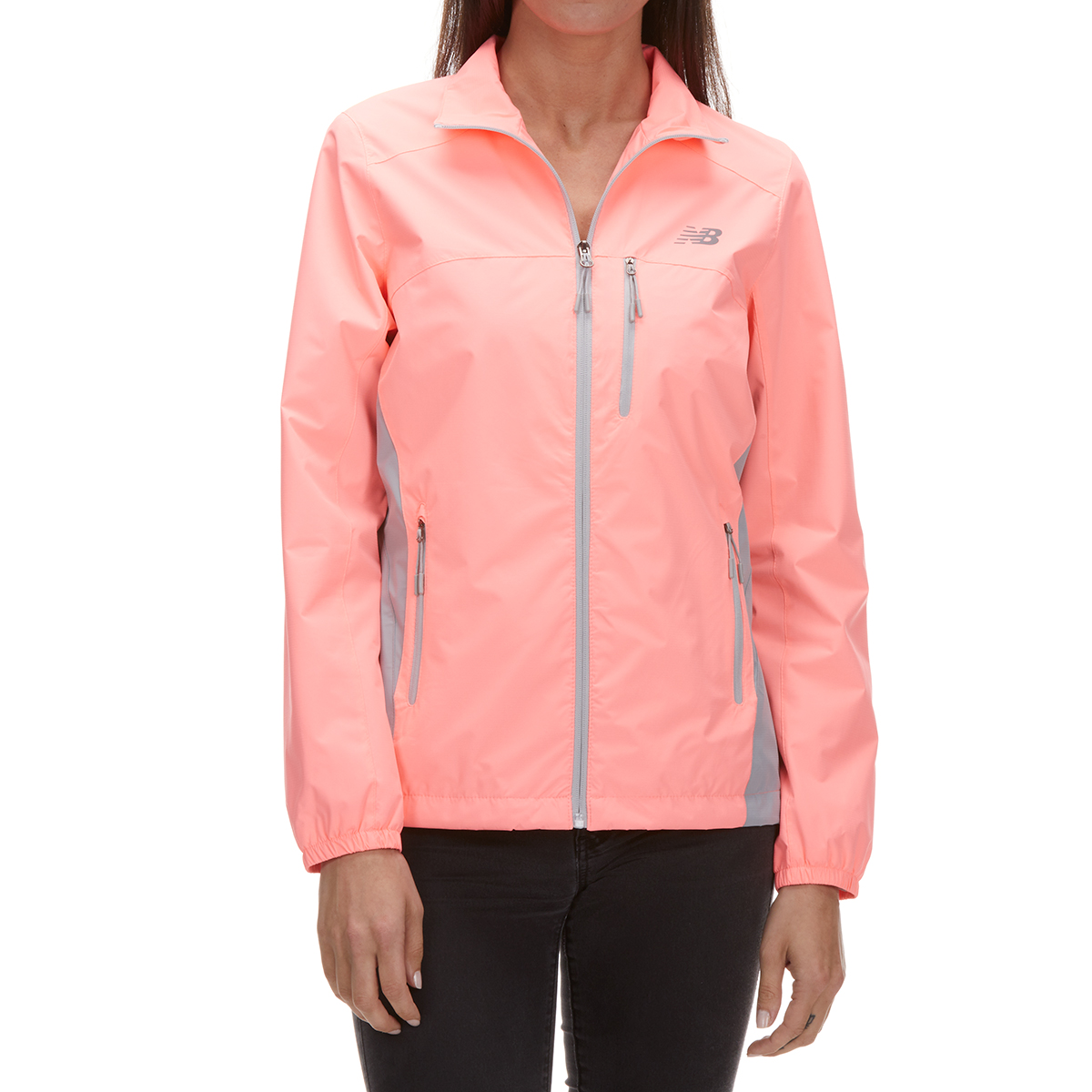 New Balance Women's Poly Dobby Mock Neck Jacket - Orange, L