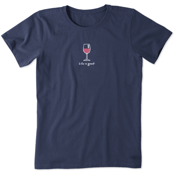 Life Is Good Women's Short-Sleeve Wine Glass Tee - Blue, L