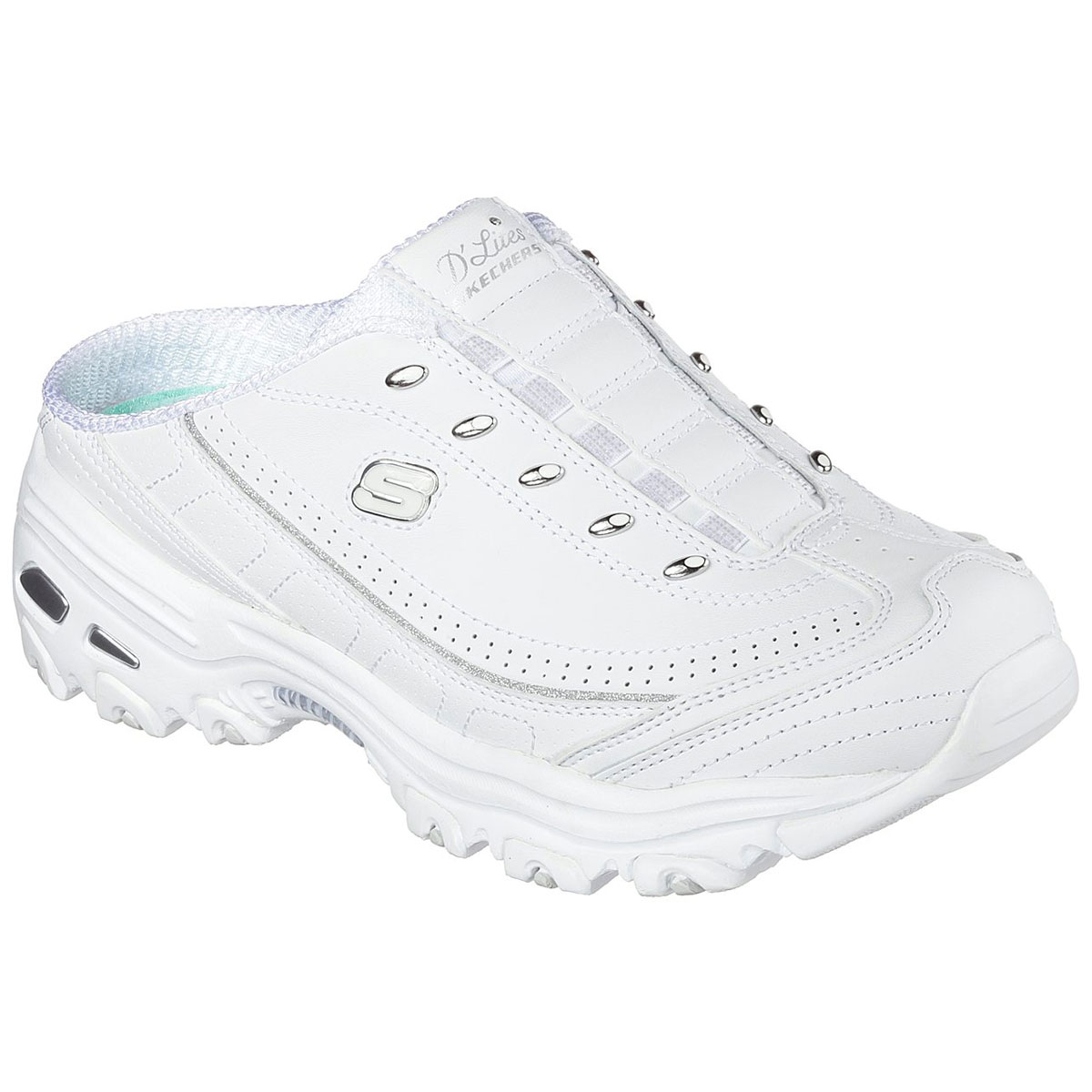 Skechers Women's D'lites Bright Sky Shoes, Wide - White, 6.5