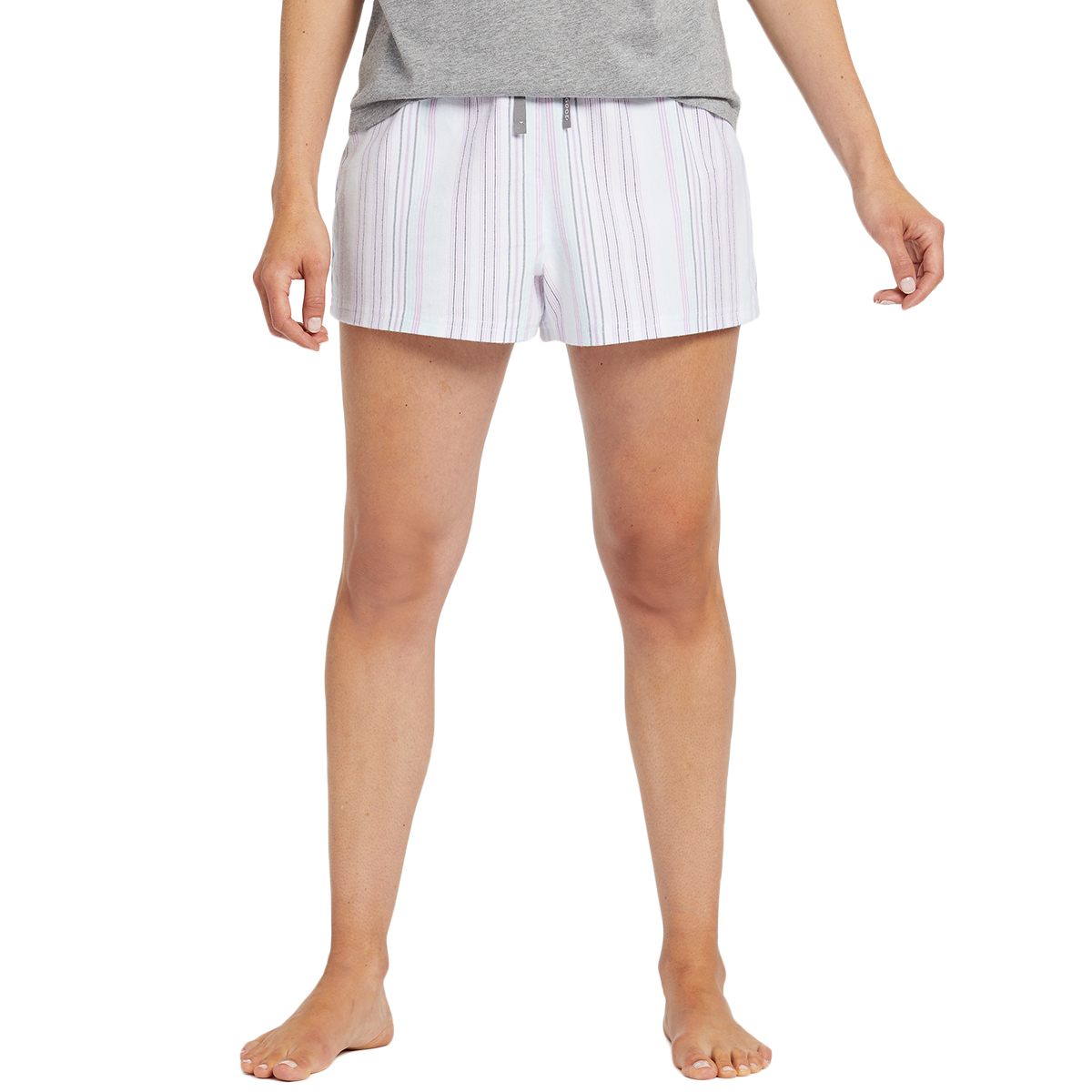 Life Is Good Women's Grape Bermuda Stripe Boxer Short - White, L