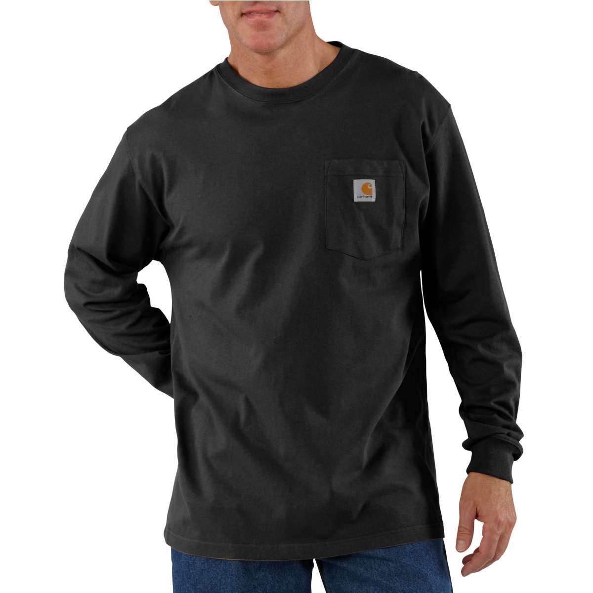 Carhartt Men's K126 Workwear Long-Sleeve Pocket Tee, Extended Sizes - Black, 3XL