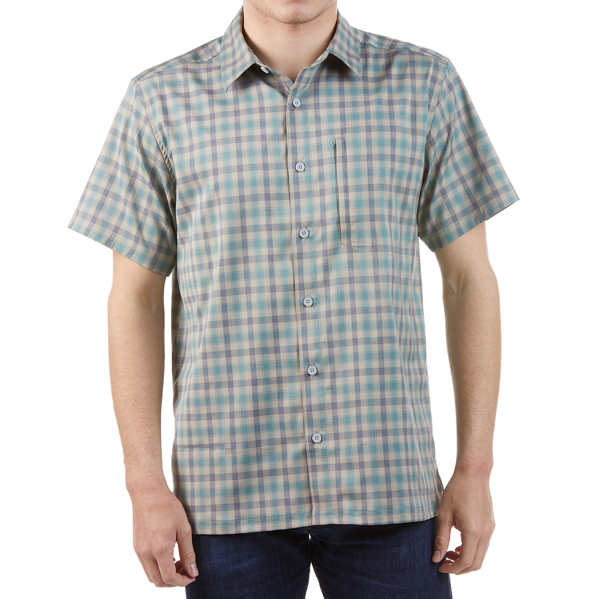 Ems Men's Journey Woven Short-Sleeve Shirt - Blue, M