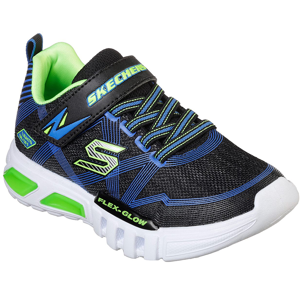 Skechers Boys' Flex Glow Parrox Light Up Shoes - Blue, 8