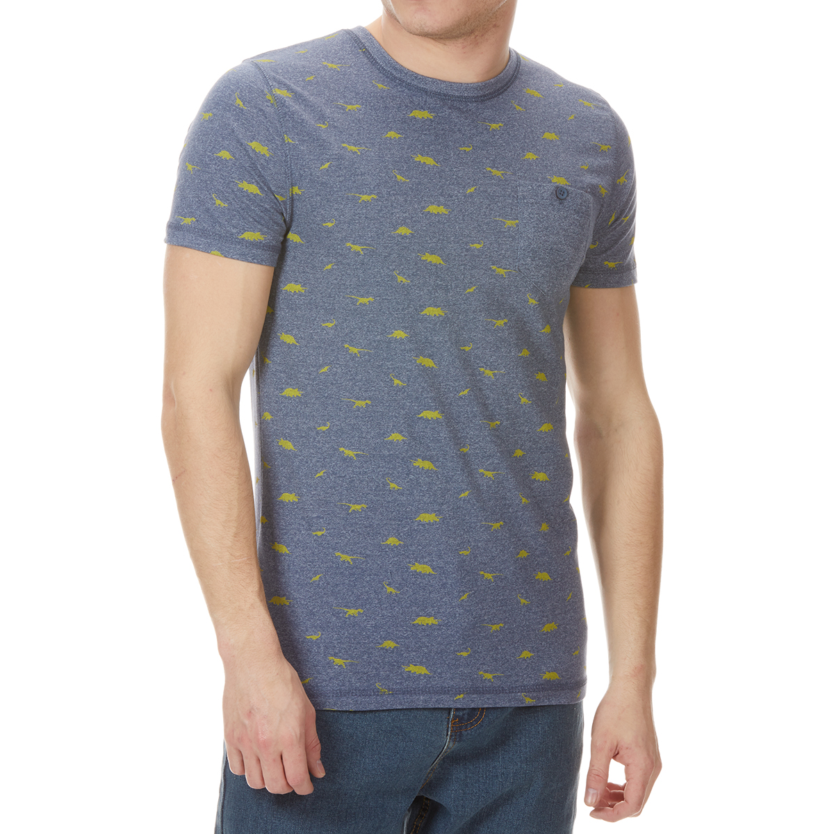 Alpha Beta Men's Dino Print Short-Sleeve Tee - Blue, L