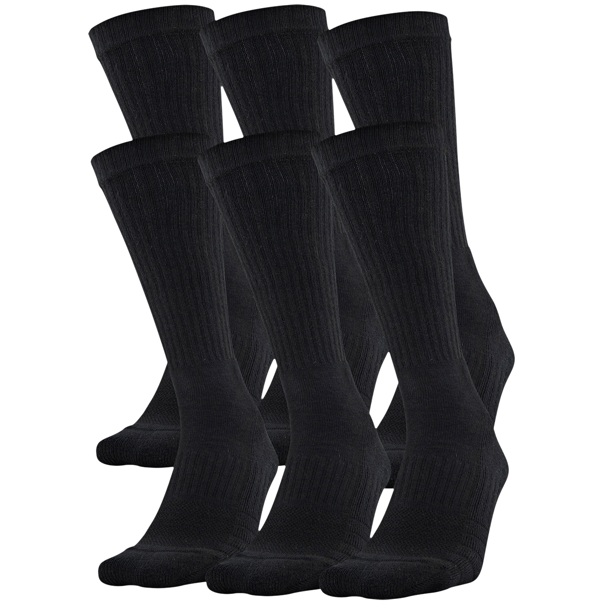 Under Armour Boys' Cotton Training Crew Socks, 6 Pack - Black, L