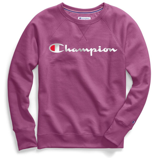 Champion Women's Powerblend Fleece Boyfriend Crewneck Sweatshirt - Red, M