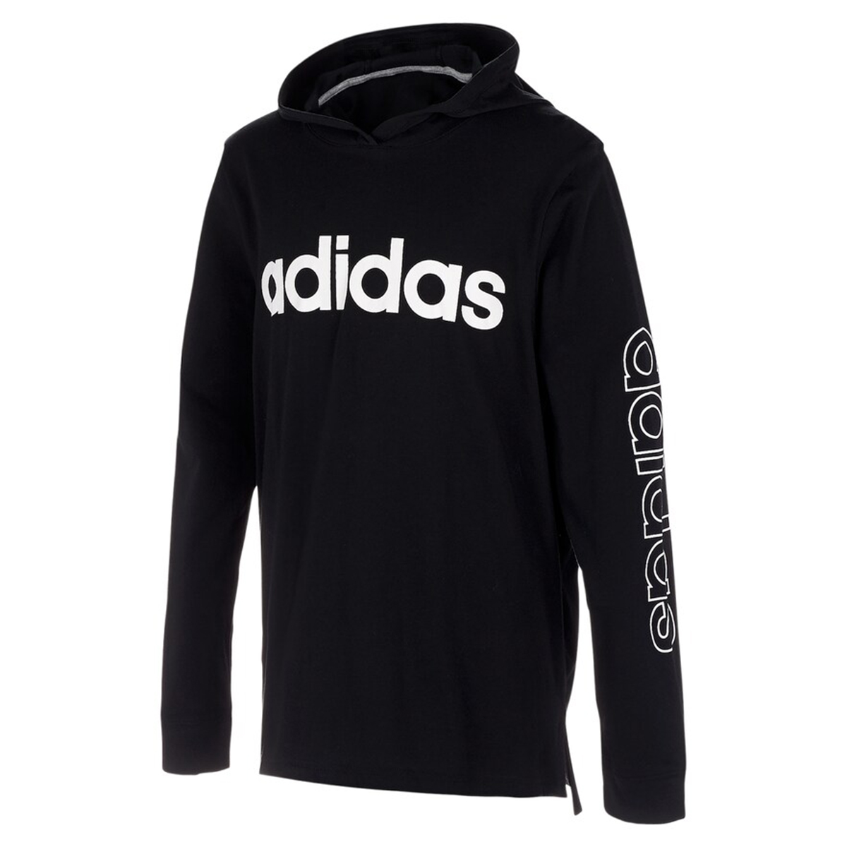 Adidas Toddler Boys' Long-Sleeve Hooded Linear Logo Tee - Black, 5