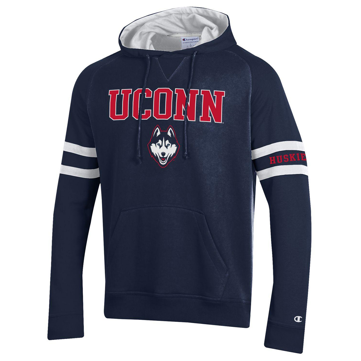 Uconn Men's Champion Super Fan Long-Sleeve Crewneck Fleece - Blue, M