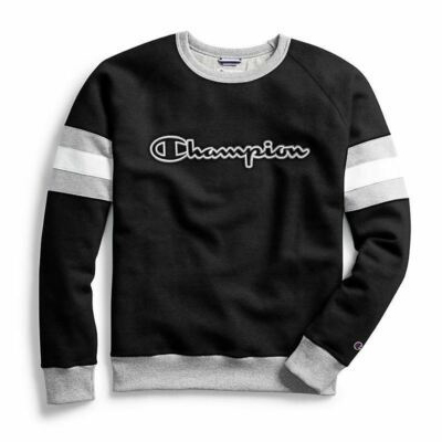 Champion Men's Powerblend Colorblock Crew Neck Sweatshirt - Black, S