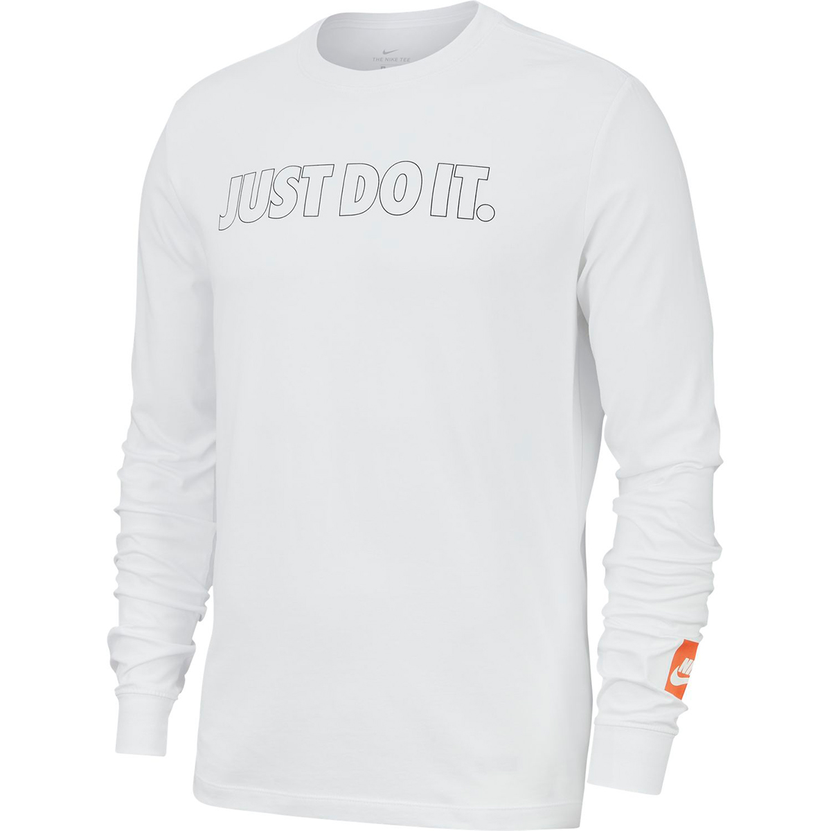 Nike Men's Long-Sleeve Just Do It Outline Tee - White, M