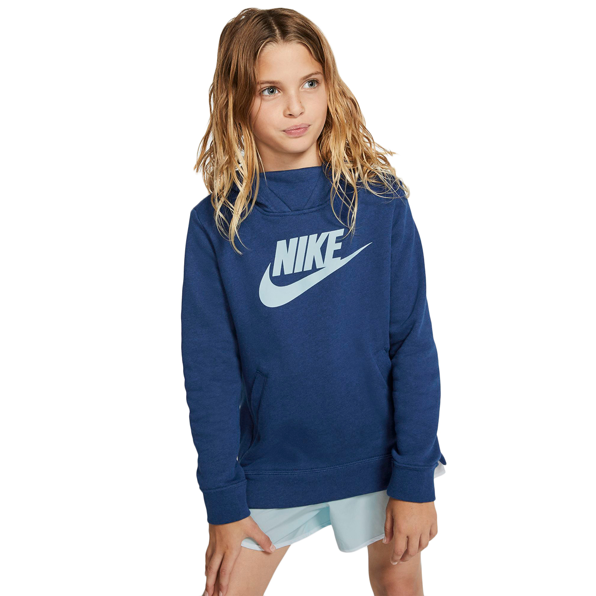 Nike Girls' Sportswear Pullover Hoodie - Blue, S