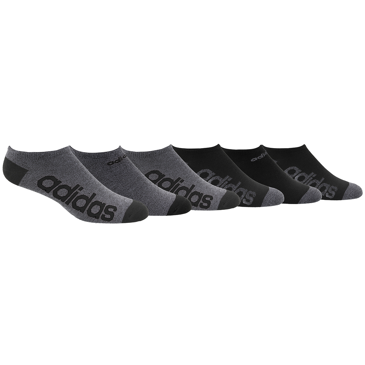 Adidas Men's Superlite Linear No-Show Socks, 6-Pack - Black, 10-13