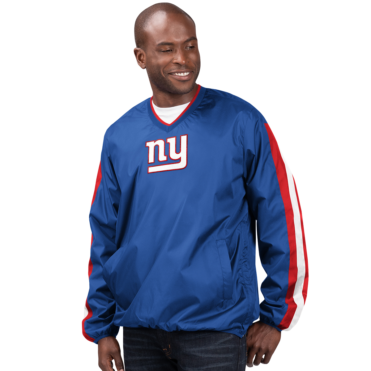 New York Giants Men's Kickoff V-Neck Pullover Jacket - Blue, L