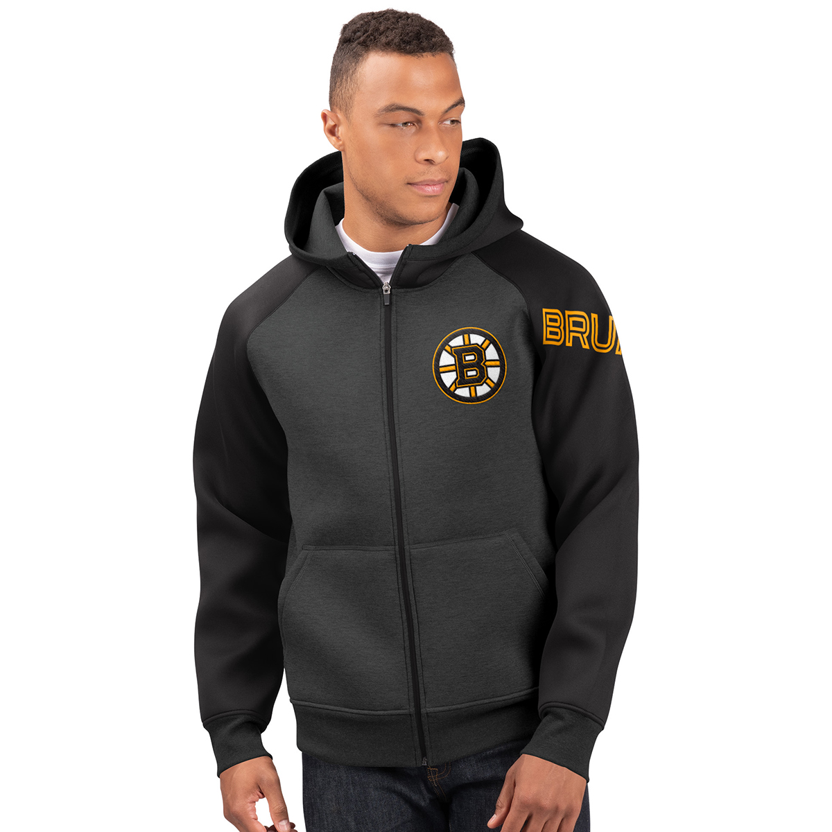 Boston Bruins Men's Wild Card Full Zip Hooded Jacket - Black, XL