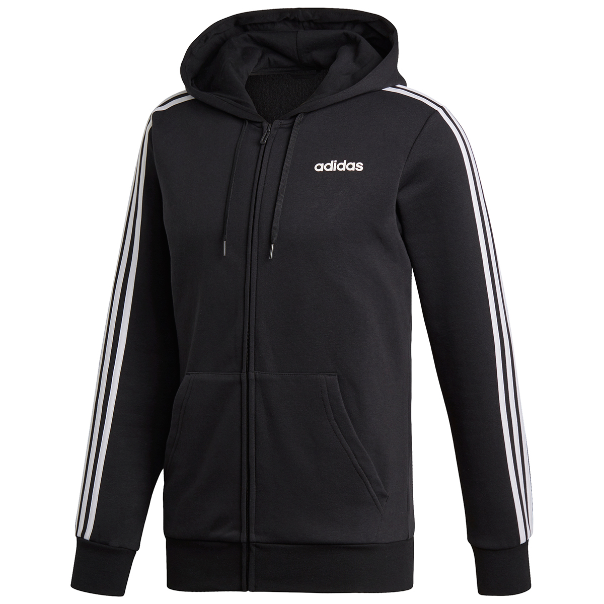 Adidas Men's Essentials 3-Stripe Fleece Hoodie - Black, M